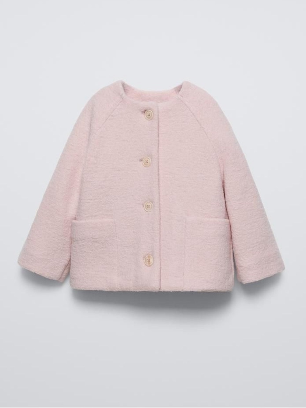 Zara Girls' Pale Pink Button-Up Pea Coat size 1 1/2yrs